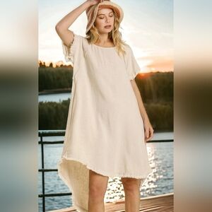 Umgee Linen Hi-Low Tunic Dress